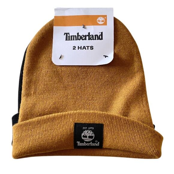 Timberland | 2 Pack Unisex Beanie Hat Set Winter Streetwear Logo - Picture 1 of 3